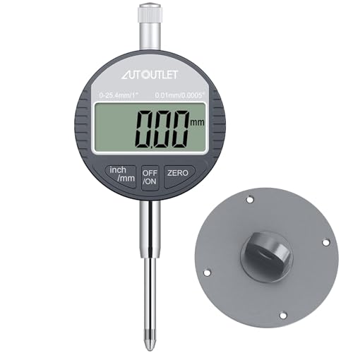 AUTOUTLET Digitale Messuhr 0.01/0.0005'', digitale Messuhr Messtaster 0-25.4mm/1'' Messbereich, mit LCD Anzeige, Digital Indikator Messgerät Dial Test Indicators für Labor Werkstatt usw(grau) von AUTOUTLET