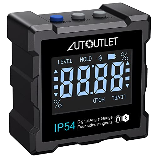 AUTOUTLET Digitaler Neigungsmesser, Digitaler Winkelmesser magnetisch Digital Level Box Inklinometer LCD Winkelmessgerät Wasserdicht, Magnete an 4 Seiten, für Holzarbeiten Automobilwartung von AUTOUTLET