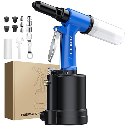 AUTOUTLET Druckluft Blindnietpistole Kit, Premium Heavy Nietpistole Werkzeug mit 4 Mundstücke 2,4mm 3,2mm 4,0mm 4,8mm, Druckluft Nietenzange Nietpistole für Aluminium-, Eisen-, Edelstahlbleche AUTOUTLET Druckluft Blindnietpistole Kit, Premium Heavy Nietpistole Werkzeug mit 4 Mundstücke 2,4mm 3,2mm 4,0mm 4,8mm, Druckluft Nietenzange Nietpistole für Aluminium-, Eisen-, Edelstahlbleche von AUTOUTLET
