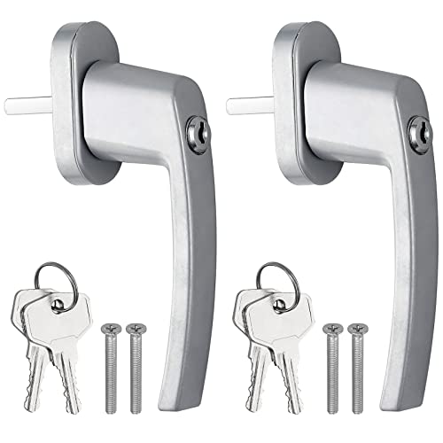 AUTOUTLET Fenstergriff Aluminium, 2 Stück abschließbar Sicherheitsfenstergriff Fensterschloss Kindersicherung mit Schloss in Stiftlänge 35mm, Gleichschließend Windows Balkontürgriff(grau) von AUTOUTLET