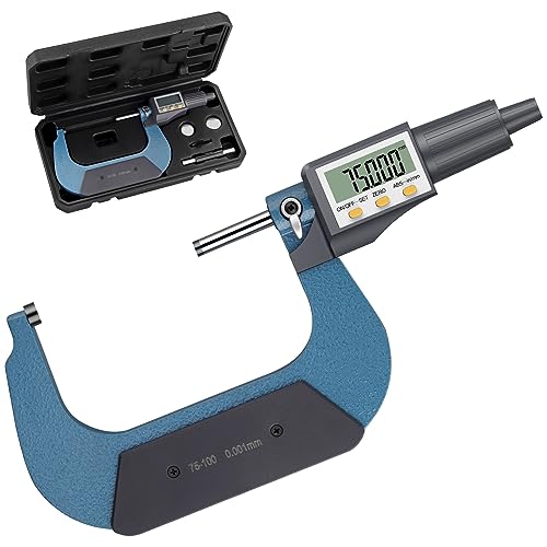 AUTOUTLET Micrometer Digitale Bügelmessschraube 75-100mm/ 0.001mm, Hohe Präzision LCD Digitale Mikrometer Mikrometerschieber Länge Messwerkzeug Mikrometer 0.001mm(0.00005") von AUTOUTLET