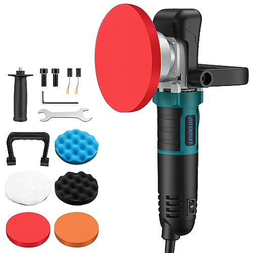 AUTOUTLET Poliermaschine Profi Polierer Auto Schleifmaschine Set Auto Politur Set mit 6 Variable Geschwindigkeit 2500-5500OPM, Abnehmbarer D-Griff und Seitengriff, zum Polieren von Auto, Möbeln von AUTOUTLET