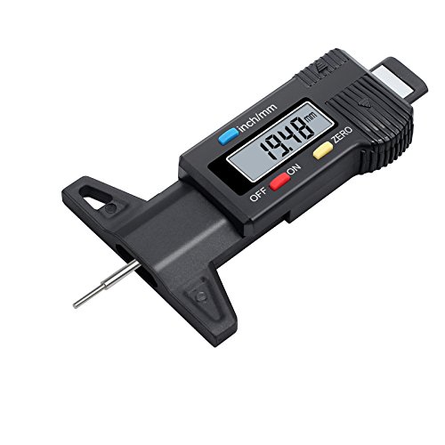 AUTOUTLET Reifen Profiltiefenmesser Reifenprofilmesser, 0–25,4 mm Auto Profilmesser Digital Tiefenmesser mit LCD Display, Reifen Profilmesser Messchieber für PKW, Vans, LKW von AUTOUTLET