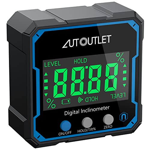 Digitaler Neigungsmesser, Digital Level Box LCD Winkelmesser magnetisch Hintergrundbeleuchtung Inklinometer IP54 Wasserdicht Winkelmessgerät Wasserwaage für Holzarbeiten, Bauwesen(Batterie enthalten) von AUTOUTLET