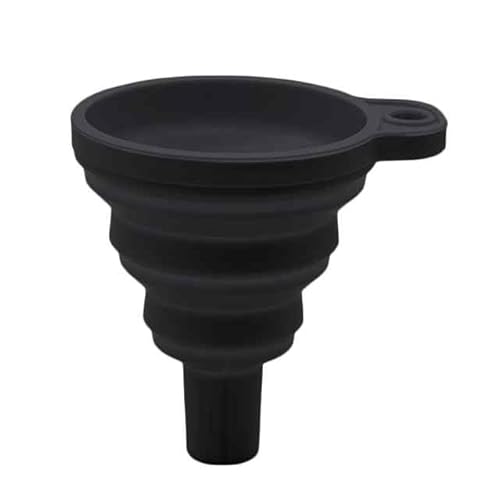 AUTOZOCO Faltbarer Silikontrichter, einziehbarer Silikontrichter, erweiterbar, Mehrzwecktrichter, geeignet für Auto-Flüssigkeiten, 10,5 cm Länge x 8,5 cm Durchmesser oben, Schwarz von AUTOZOCO
