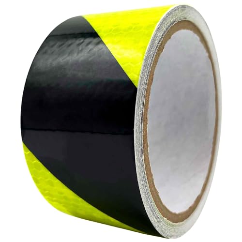 AUTOZOCO Reflektierendes Klebeband mit hoher Intensität PVC 5 Meter Länge x 5 cm Breite - Reflektierendes Faser-Klebeband - reflektierender Schutzaufkleber - Reflexstreifen, gelb-schwarz von AUTOZOCO