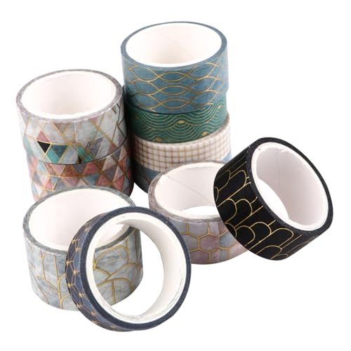 AUTSUPPL 10 Rollen Teiliges Washi Tape Set Japanisches Papier Klebeband Masking Tape mit Goldfolie Dekoratives DIY Bastelband für Scrapbooking Tagebuch Geschenk Raumdekoration von AUTSUPPL