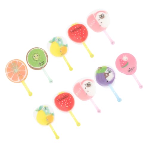 AUTSUPPL 10 Stück Faltbare Handfächer mit Cartoon Obstmotiven Leichte Stoffventilatoren Kompakte Runde Handventilatoren Praktische Sommer Accessoires für Partys und Alltag von AUTSUPPL