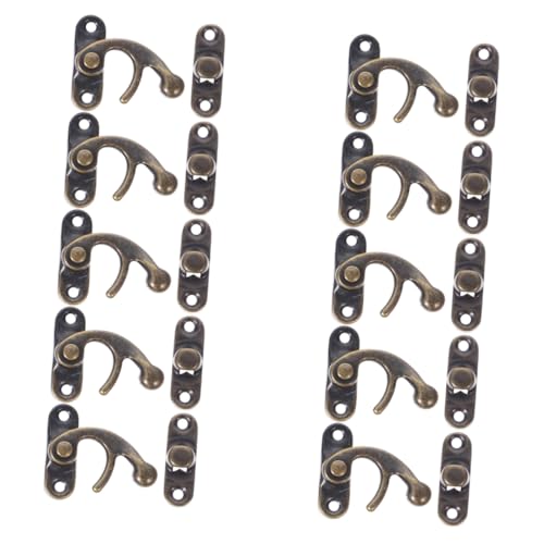 AUTSUPPL 10 Stück Teiliges Antikes Latch Hook Rechteckiger Riegelhaken mit Schrauben Verdeckte Montage für Holz Metallboxen Dekorativer Vintage-verschluss für Schmuckkästchen und Truhen von AUTSUPPL