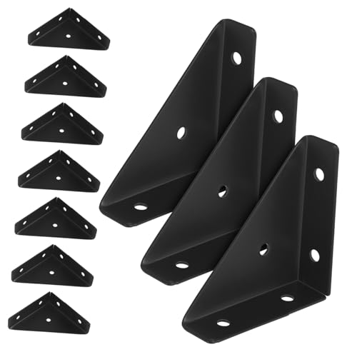 AUTSUPPL 10 Stück Teiliges Verstärkte Dreieckige Eckwinkel aus Kaltgewalztem Stahl Schwere Ausführung Glänzende Oberfläche für Möbelrahmen und Regalträger Präzise Gefertigt Schwarze von AUTSUPPL