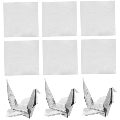 AUTSUPPL 100 Blatt Perlmutt Origami Papier Quadratisch Einseitig Silber Bastelpapier für DIY Faltkunst Handwerk Kinderhandwerk Geschenkpapier für Kreative Dekoration und Bastelprojekte von AUTSUPPL