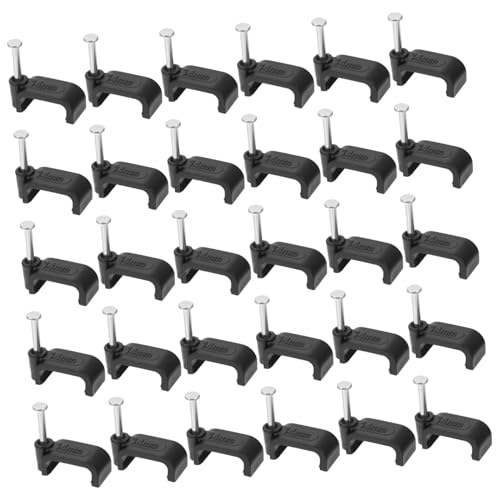 AUTSUPPL 100 Stück Schwarze Halbklammern Kabelbefestigung Stahlnägel für Rohre und Kabel Befestigung Ziegel Wänden für DIY Heimwerker und Professionelle Installation von AUTSUPPL