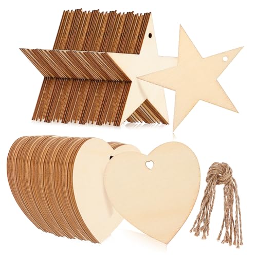 AUTSUPPL 100 Stück Teiliges Holzanhänger mit Stern Herzform Blanko Holzdeko zum Basteln Vielseitige Holzlabels für Geschenke Hochzeit Weihnachtsdeko und Partygestaltung AUTSUPPL 100 Stück Teiliges Holzanhänger mit Stern Herzform Blanko Holzdeko zum Basteln Vielseitige Holzlabels für Geschenke Hochzeit Weihnachtsdeko und Partygestaltung von AUTSUPPL
