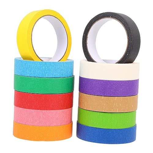AUTSUPPL 12 Rollen Farbiges Masking Tape Kreppband Künstler Abdeckband zum Streichen und Dekorieren Selbstklebend Leicht Abziehbar für Malerarbeiten DIY und Temporäre Wandgestaltung von AUTSUPPL