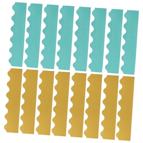 AUTSUPPL 2 Sätze Selbstklebende Wellenbordüre Gold Grün Dekorative Klassenzimmer-randaufkleber für Bulletin Boards Tafelrand Deko Flexible Platzsparende Schulbordüren Je von AUTSUPPL