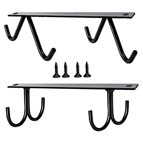 AUTSUPPL 2 Satz Metall Becherhalter Unter Schrank mit Haken Robuster Tassenhalter zum Aufhängen von Kaffeetassen Küchengeräten und Utensilien Platzsparend für Küche und Regal Schwarz von AUTSUPPL