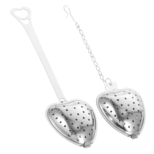 AUTSUPPL 2 Stück Edelstahl Teesieb Herzform Hitzebeständiger Tee infuser mit Feinem Sieb Langlebig und Verformungsfrei Geeignet für Losen Tee Praktisches Teefilter für Teekannen und Tassen von AUTSUPPL