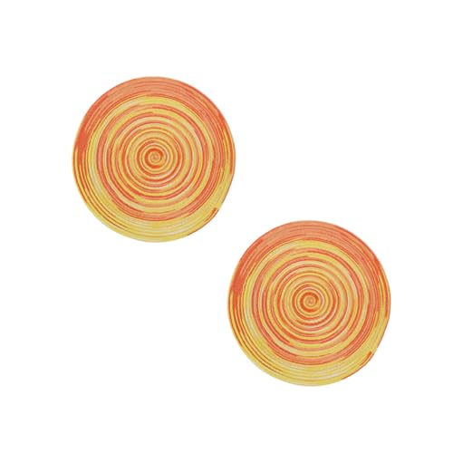 AUTSUPPL 2 Stück Handgewebte Runde Hitzebeständige Platzsets aus Baumwollfaden Gelbes Muster Schützende Tischunterlage für Esszimmer und Alltag von AUTSUPPL