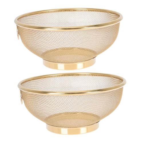 AUTSUPPL 2 Stück Sicheres Netz Öllecksieb Ölsieb Für Fritteuse Frittiernetz Tablett Saftfilter Sieb Feinsieb Küchen Lebensmittelsieb Korb Küchensieb Edelstahl Golden von AUTSUPPL