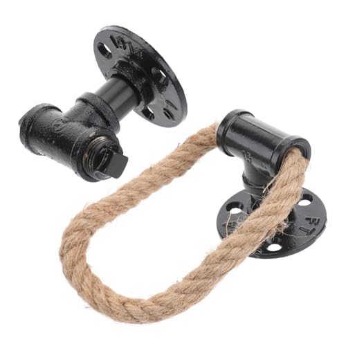 AUTSUPPL 2 Stück Vintage Schrankgriffe aus Schwarzem Eisen mit Hanfseil Rustikale Möbelgriffe für Schränke Kommoden und Kleiderschränke Einfache Montage Dekorativer Retro stil von AUTSUPPL