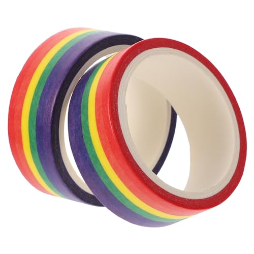 AUTSUPPL 2 Stück Washi Tape Regenbogenfarben Klebeband aus Washi Papier Handreißbar Selbstklebend Vielseitig für DIY Dekoration Geschenkverpackung Scrapbooking und Bürogebrauch von AUTSUPPL