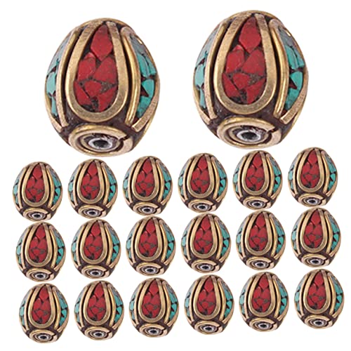 AUTSUPPL 20 Stück Nepalese Messingperlen Handgefertigte Abstandshalter mit Türkis Einlage für Diy Schmuckherstellung Perlen für Armbänder und Kreative Projekte AUTSUPPL 20 Stück Nepalese Messingperlen Handgefertigte Abstandshalter mit Türkis Einlage für Diy Schmuckherstellung Perlen für Armbänder und Kreative Projekte von AUTSUPPL