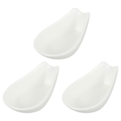 AUTSUPPL 3 Stück Keramik Löffelhalter Praktischer Kochlöffelhalter für Küchenarbeitsplatte und Esstisch Langlebig Vielseitig als Suppenlöffel Saucenablage Geeignet Spülmaschinenfest Weißes von AUTSUPPL