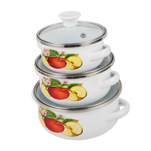 AUTSUPPL 3 Stück Mini Emaille Kochtopf mit Deckel Teiliges Vintage Suppentopf für Suppen und Eintöpfe Geeignet für Induktionsherde und Gasherde Zufällige Muster AUTSUPPL 3 Stück Mini Emaille Kochtopf mit Deckel Teiliges Vintage Suppentopf für Suppen und Eintöpfe Geeignet für Induktionsherde und Gasherde Zufällige Muster von AUTSUPPL