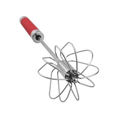 AUTSUPPL 3 Stück Teiliges Edelstahl Schneebesen Halbautomatisch Rotierend Handmixer mit Farbigem Griff Rostfrei Ergonomisch für Küche Backen Rühren Eier Teig von AUTSUPPL