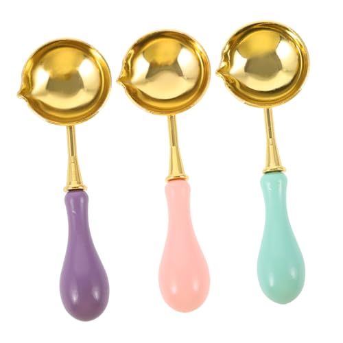 AUTSUPPL 3 Stück Wachssiegel Schmelzlöffel aus Langlebigem Aluminiumlegierung Ergonomisch Rutschfest für DIY Briefumschläge und Kreative Bastelarbeiten in Pastellfarben von AUTSUPPL