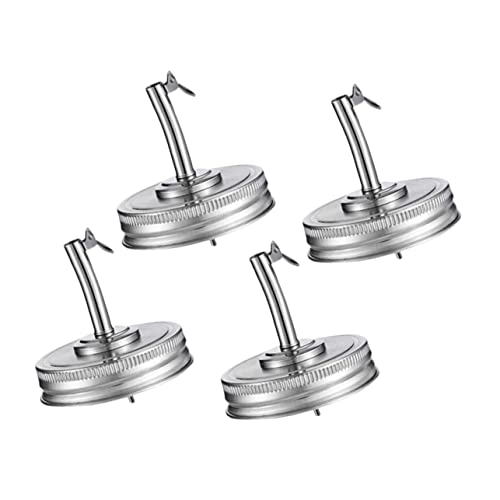 AUTSUPPL 4 Stück Ausgießer Deckel für Einmachgläser Öl und Essigspender Kompatibel mit Mason Jars für Flüssigkeiten Wie Öl Sirup Essig und von AUTSUPPL