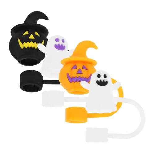 AUTSUPPL 4stücke Silikon Halloween Trinkhalm-abdeckungen Süße Kürbis Und Geisterdesigns Wiederverwendbare Strohhalm-kappen Für Partys Kompatibel Mit Trinkhalmen Dekorativ Und von AUTSUPPL