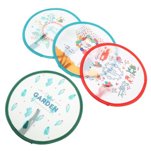 AUTSUPPL 4 Stück Teiliges Faltbarer Runder Handventilator aus Polyester Leichter Klappfächer mit Cartoon-motiv Dekorativer Handfächer für Sommer Tanz Performance und Tragbare Nutzung AUTSUPPL 4 Stück Teiliges Faltbarer Runder Handventilator aus Polyester Leichter Klappfächer mit Cartoon-motiv Dekorativer Handfächer für Sommer Tanz Performance und Tragbare Nutzung von AUTSUPPL