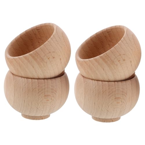 AUTSUPPL 4 Stück Teiliges Japanische Holz Nadelkissen Basis Natürliche Unbehandelte Holzschale Vielseitig für Nadelkissen Strick und Stickzubehör DIY Bastelprojekt Elegantes Nähzubehör von AUTSUPPL
