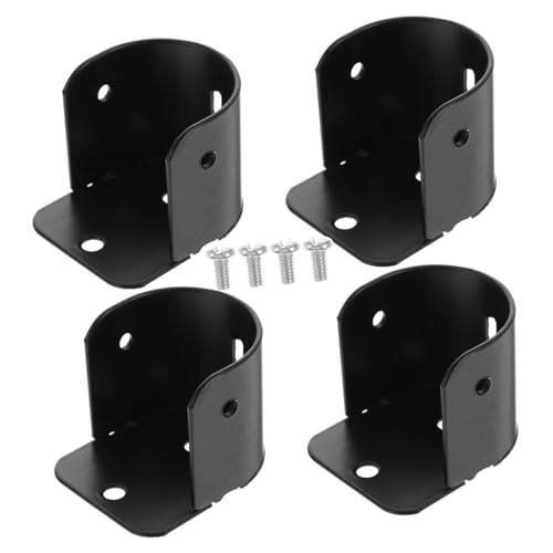 AUTSUPPL 4 Stück Teiliges Kleiderschrank Stangenhalter aus Robustem Eisen Flanschhalterung mit Schraubenlöchern Seitlich Montierbar Schwarz für Gardinen Kleiderstangen rutschfest und von AUTSUPPL