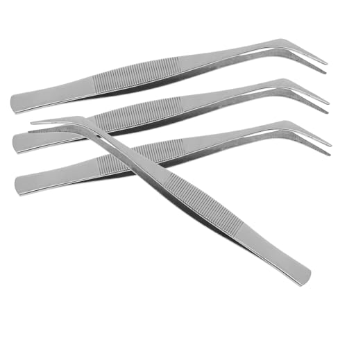 AUTSUPPL 4 Stück Teiliges Präzisions pinzettenset Edelstahl Gebogen Spitz mit Zähnen Antistatisch nicht Magnetisch für Elektronik Schmuckherstellung Labor Präzise Langlebig Ergonomisch von AUTSUPPL