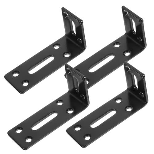 AUTSUPPL 4 Stück Teiliges Winkel Regalhalter Schwerlast Winkelverbinder Eckhalterung für Holzregale Schwarz mit Bohrlöchern Rostfrei Einfache Montage von AUTSUPPL