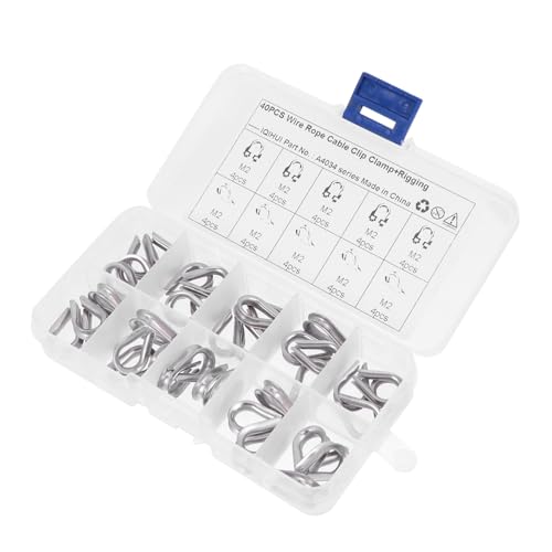 AUTSUPPL 40 Stück Teiliges Edelstahl Drahtseil klemmen Set mit Edelstahl Bügelseilenösen Rostbeständig Verschleißfest für Dauerhafte Befestigung und Vermeidung von Kabelbeschädigung bei AUTSUPPL 40 Stück Teiliges Edelstahl Drahtseil klemmen Set mit Edelstahl Bügelseilenösen Rostbeständig Verschleißfest für Dauerhafte Befestigung und Vermeidung von Kabelbeschädigung bei von AUTSUPPL
