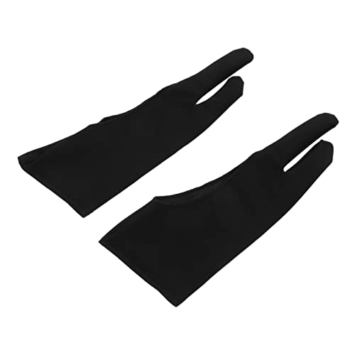 AUTSUPPL 2-Finger Künstlerhandschuh für Grafiktabletts Reibungsreduzierender Malhandschuh für Digitales Zeichnen 4 Stücke Schwarz von AUTSUPPL
