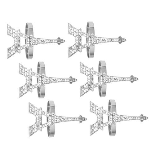 AUTSUPPL 6 Stück Elegante Serviettenringe aus Langlebiger Legierung mit Modischem Eiffelturm Design und Funkelnden Strasssteinen Stilvolle Tischdekoration für Partys Silvester Hochzeit und von AUTSUPPL