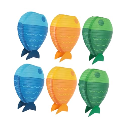 AUTSUPPL 6 Stück Faltbare Papierlaternen Fischform Bunte Party Dekorationen Robuste DIY Hängelaternen Wiederverwendbare Laternen für Geburtstag Wohnzimmer und Festliche Anlässe von AUTSUPPL