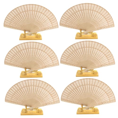 AUTSUPPL 6 Stück Filigrane Holzfächer Faltbare Handfächer mit Hohlem Gravurmuster Vintage Chinesischer Tanz Festfächer Leichte Stilvolle Handventilatoren aus Holz Beige AUTSUPPL 6 Stück Filigrane Holzfächer Faltbare Handfächer mit Hohlem Gravurmuster Vintage Chinesischer Tanz Festfächer Leichte Stilvolle Handventilatoren aus Holz Beige von AUTSUPPL