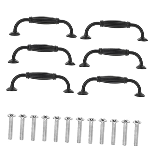 AUTSUPPL 6 Stück Teiliges Moderne Möbelgriffe aus Aluminiumlegierung Komfortable Schrank und Schubladengriffe für Küche Schlafzimmer Büro Einfache Montage Stilvolle Schwarze Türgriffe von AUTSUPPL