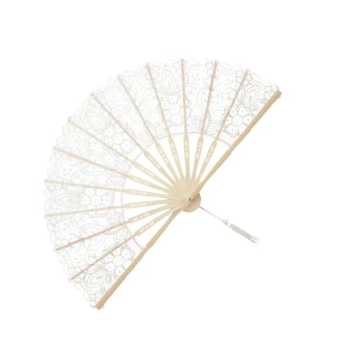 AUTSUPPL Bambus-spitzenfächer Handfächer Leicht Elegant mit Quaste Vintage Dekorationsfächer für Hochzeit und Wanddeko von AUTSUPPL