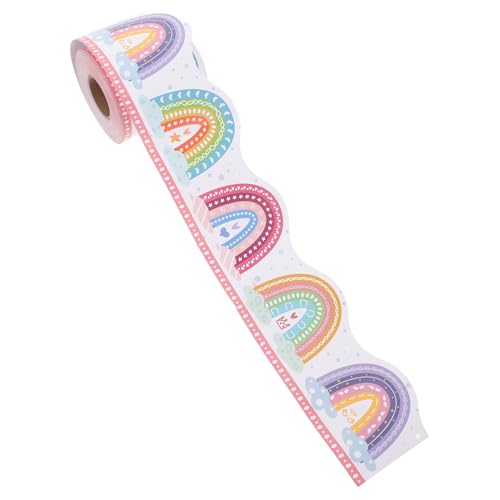 AUTSUPPL Boho Pinnwand Bordüre Regenbogen Gewellter Abschluss Selbstklebend Klassenzimmer Dekoration Buntes Basteln für Schule und Büro von AUTSUPPL