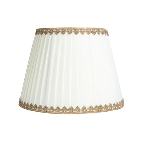 AUTSUPPL Chiffon Stoff Lampenschirm Vintage Stil Beige Plissee Lampenabdeckung für Tischlampen Fassung Oben Unten Geeignet für Wohnzimmer Schlafzimmer Stehlampen von AUTSUPPL