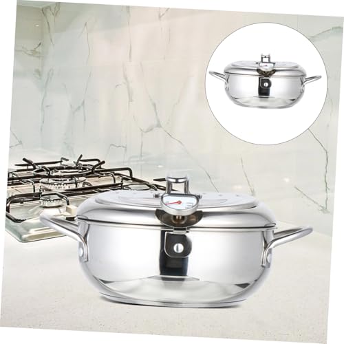 AUTSUPPL Edelstahl Fritteuse mit Thermometer Einstellbare Temperatur Kompatibel mit Gas Elektroherd Tragbare Tiefe Pfanne für Tempura und Vielseitiges Frittieren Küche von AUTSUPPL