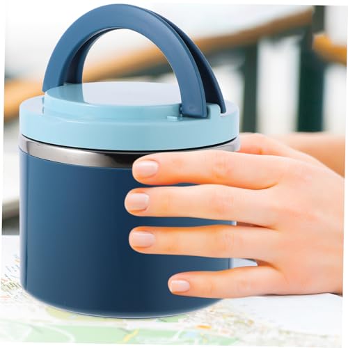 AUTSUPPL Edelstahl Frühstücksbehälter Blau Isolierter Frühstücksbecher mit Deckel Wärmespeicher Suppenbehälter Leicht Tragbar Für Schule Büro Reise von AUTSUPPL
