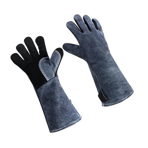 AUTSUPPL 1paar Hitzebeständige BBQ Handschuhe Aus Leder Feuerfeste Grillhandschuhe Für Outdoor-Kochen Ofen Und Grill Optimaler Schutz Gegen Verbrennungen Und Rutschgefahr von AUTSUPPL
