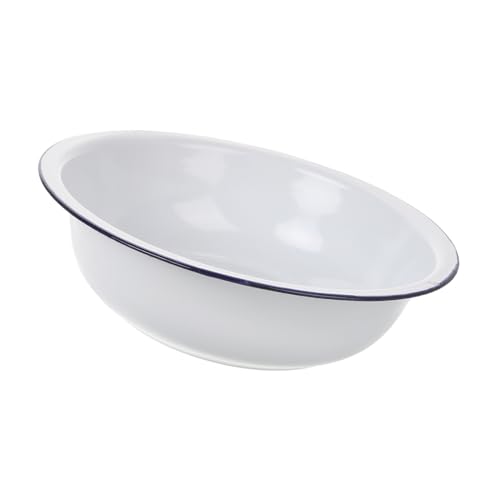 AUTSUPPL Verdickte Emaille-rührschüssel Große Emaille-schüssel Obst- Und Gemüsewaschschüssel Sauerteigschüssel Für Küche Und Bad Weiß Vintage-Stil von AUTSUPPL